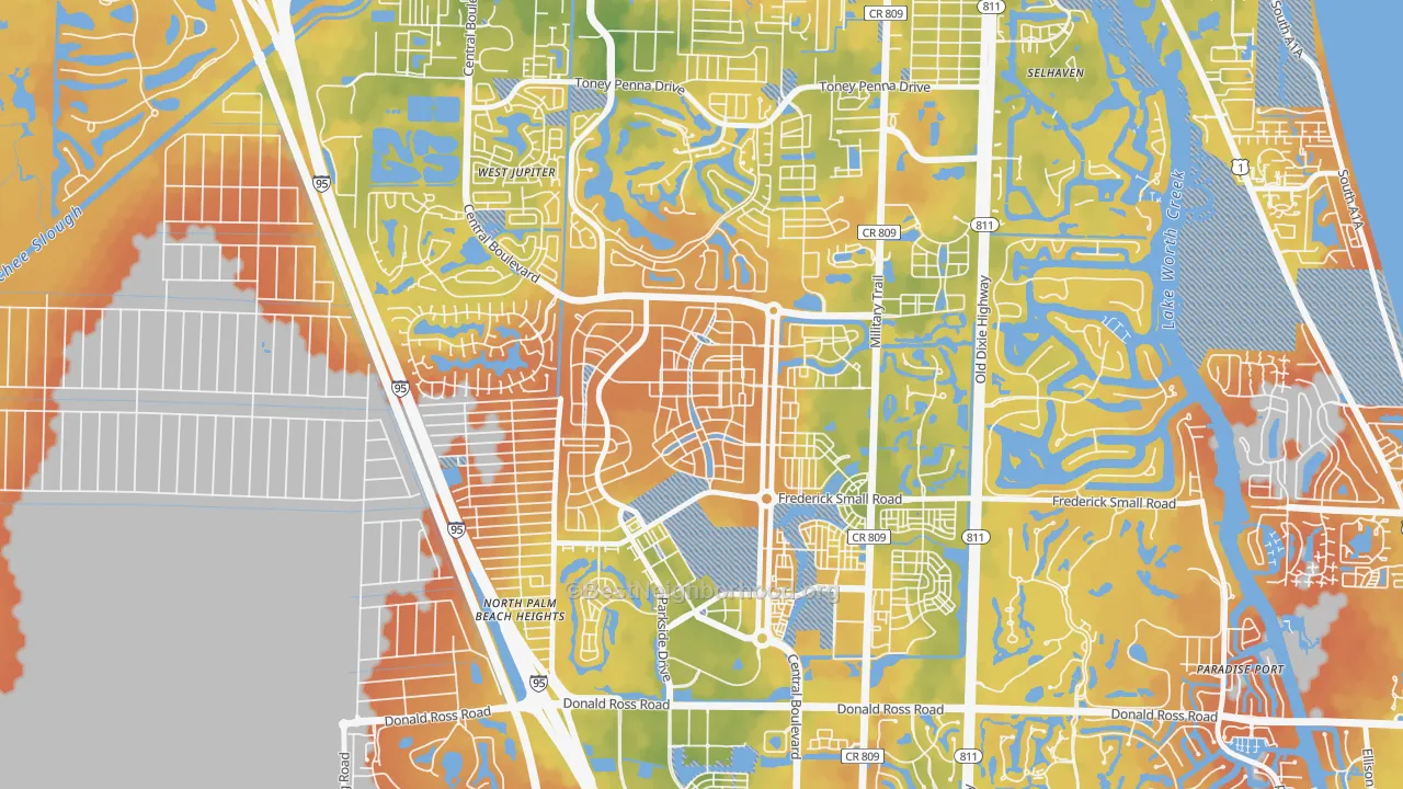 Bike Grade map of Mallory Creek at Abacoa, Jupiter, FL