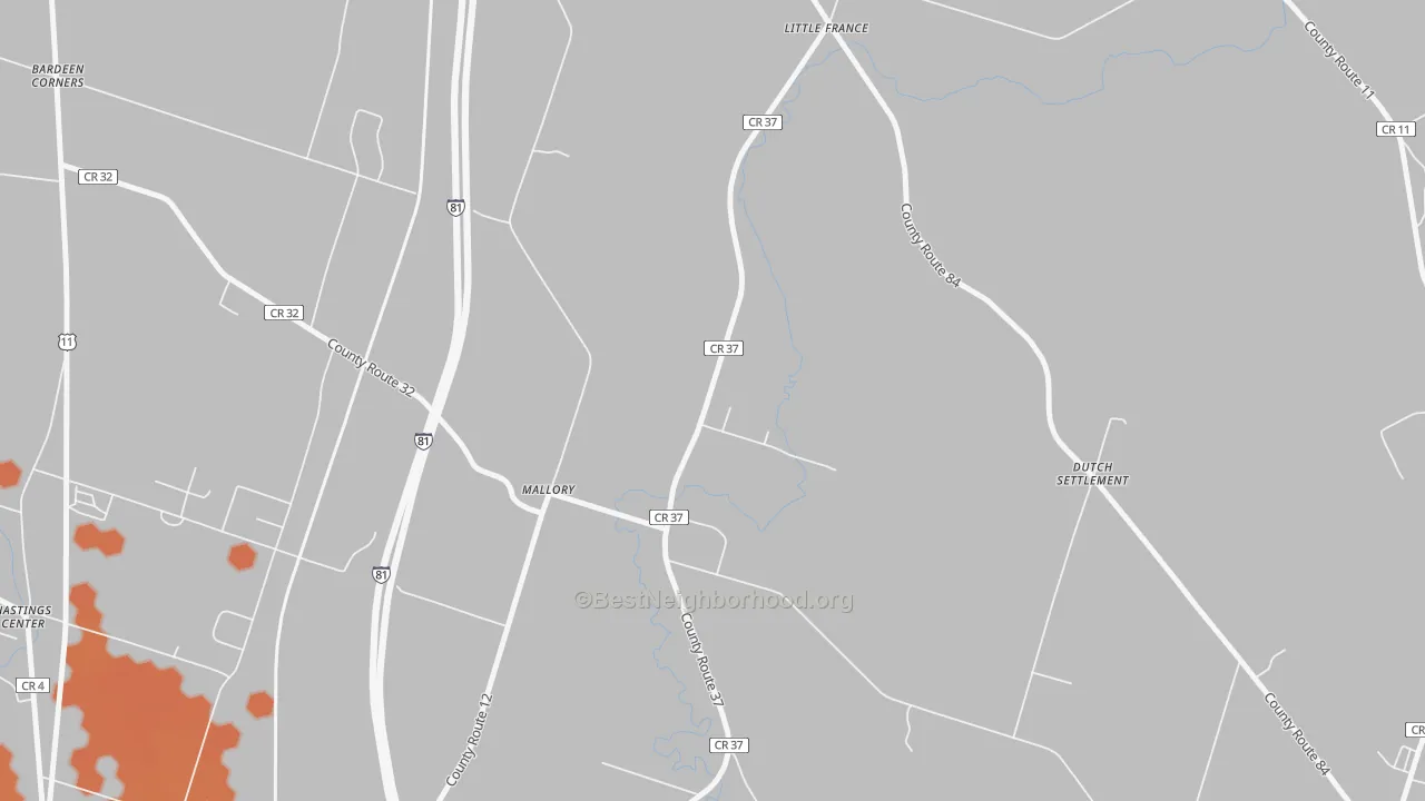 Bike Grade map of Mallory, NY