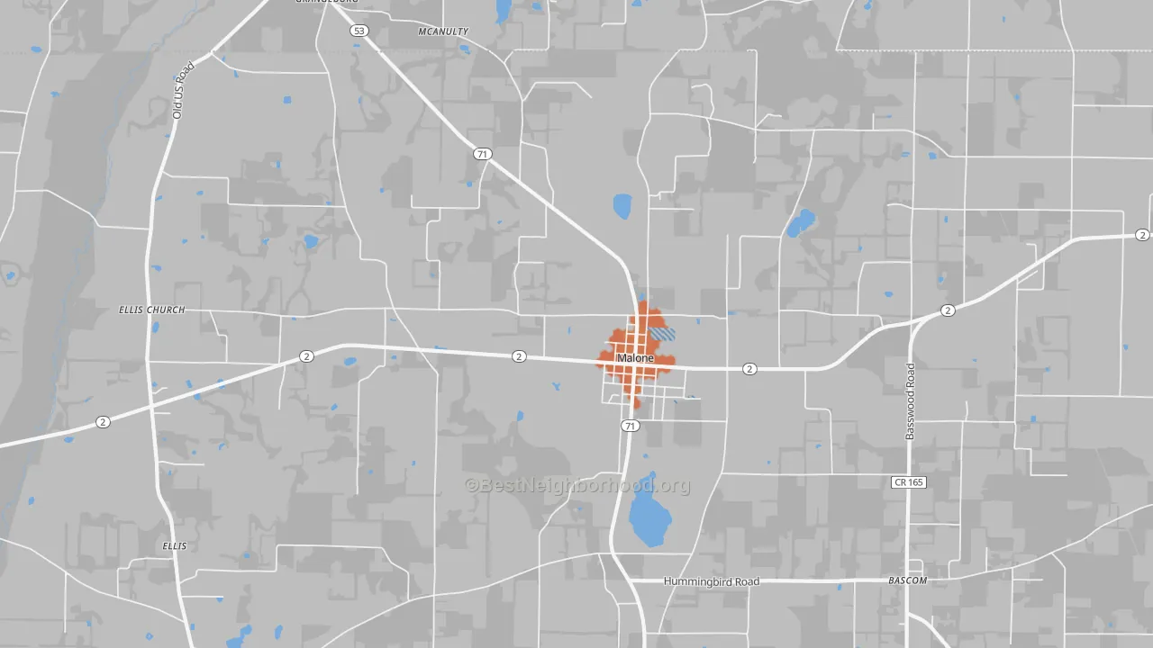 Bike Grade map of Malone, FL