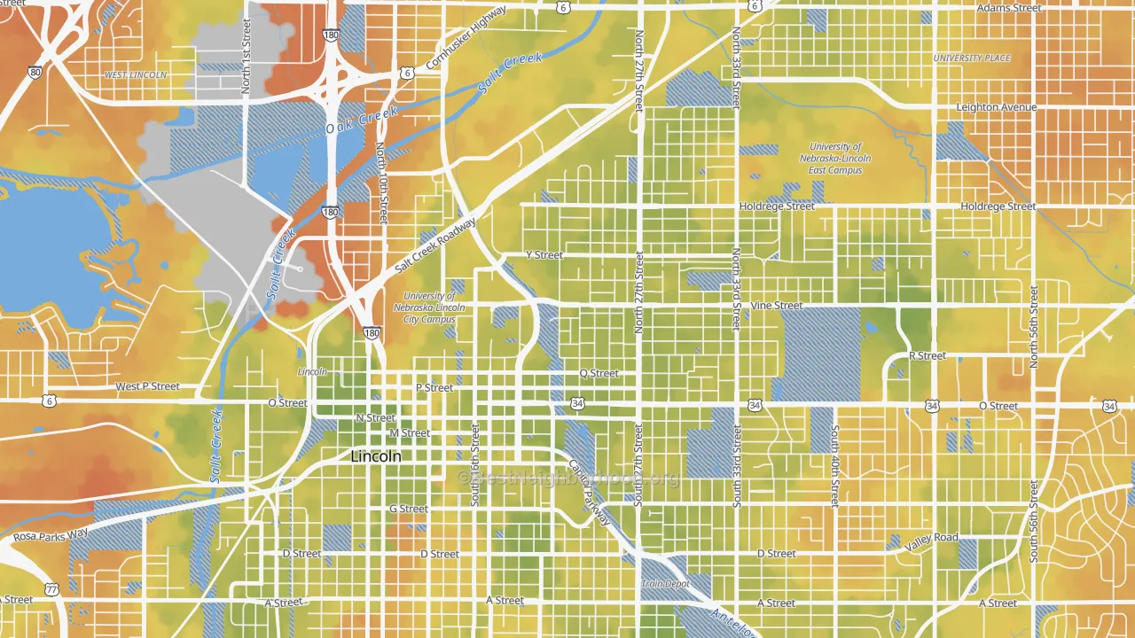 Bike Grade map of Malone, Lincoln, NE