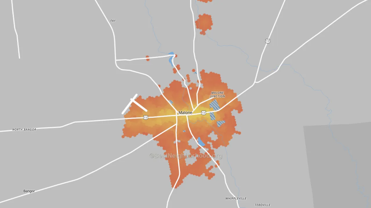 Bike Grade map of Malone, NY