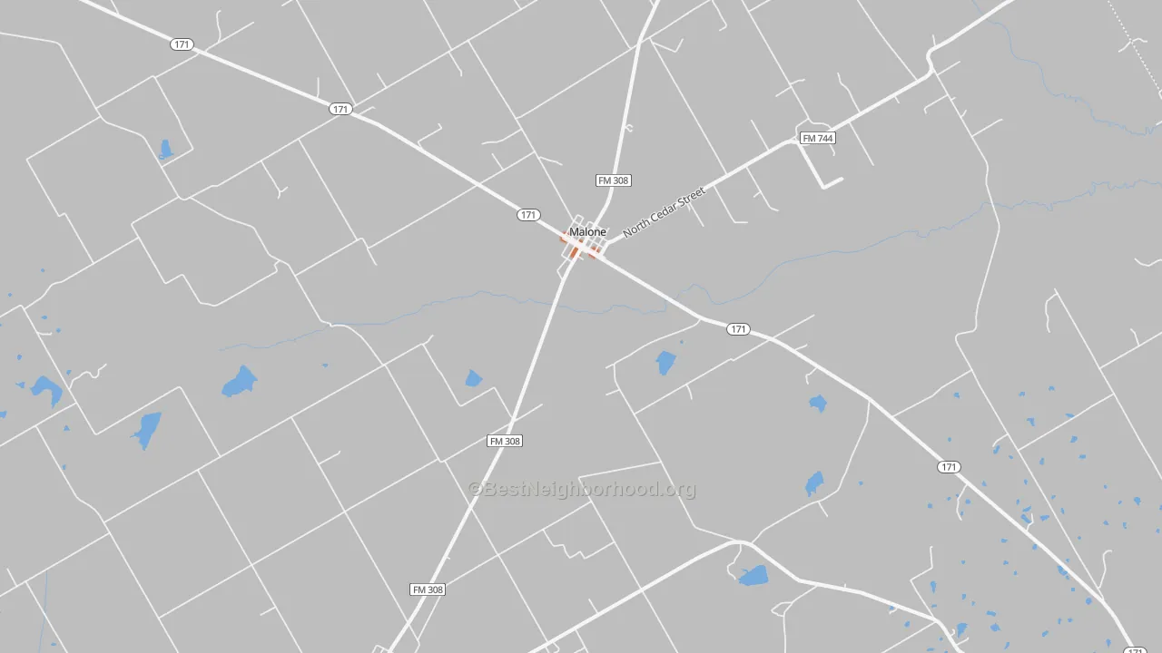 Bike Grade map of Malone, TX