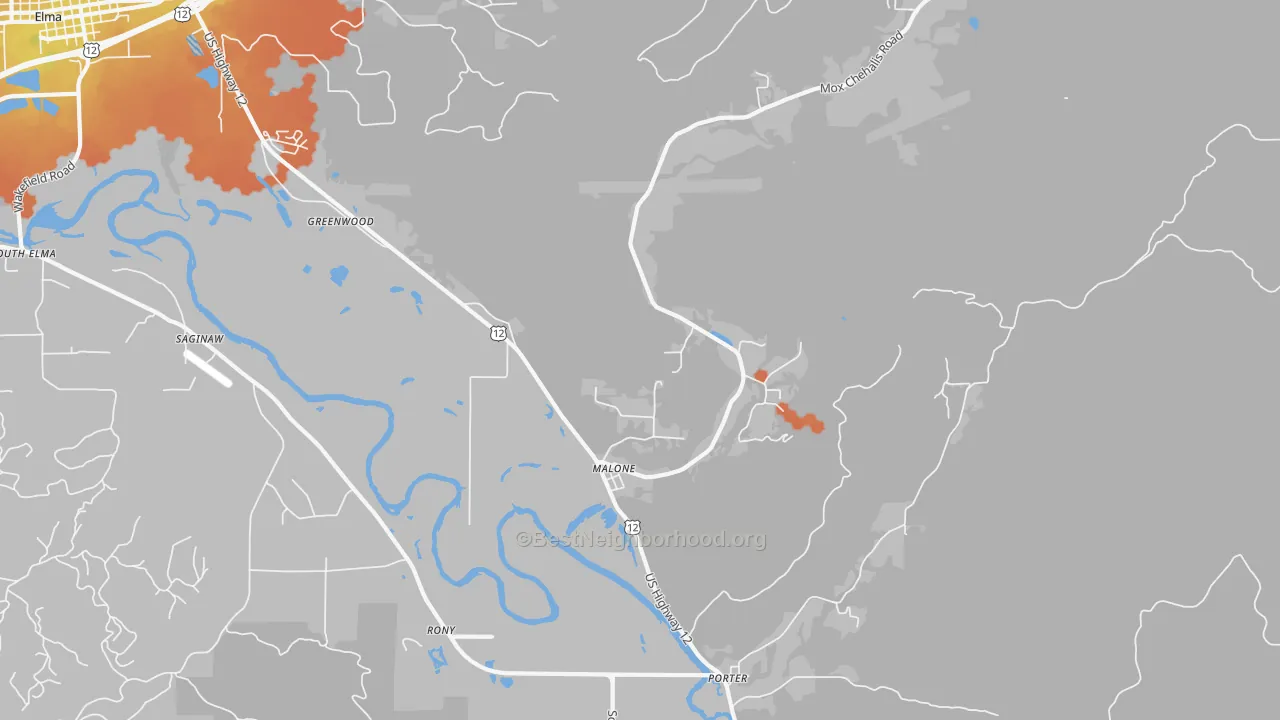 Bike Grade map of Malone, WA