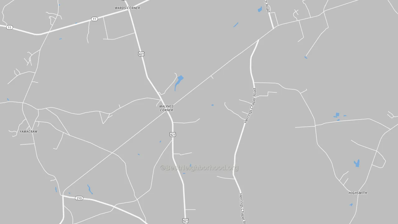 Bike Grade map of Malpass Corner, NC