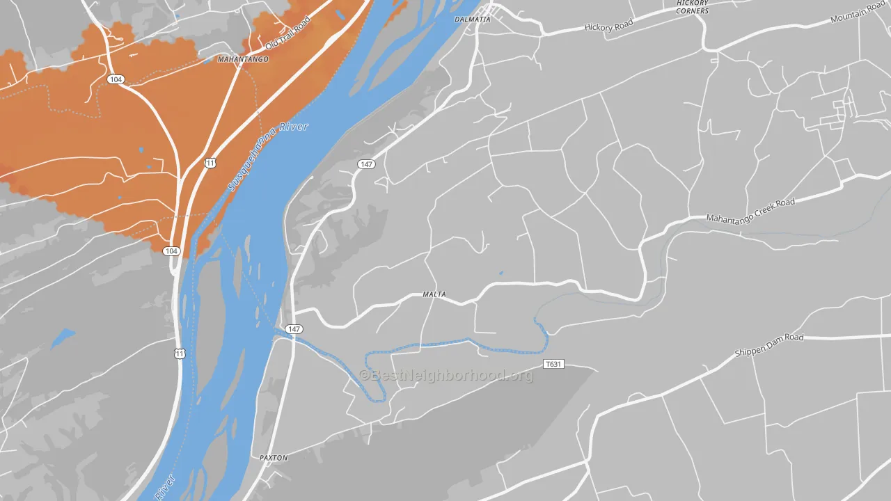 Bike Grade map of Malta, PA