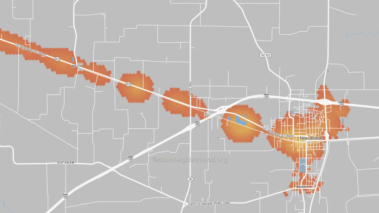 Bike Grade map of Malta, TX
