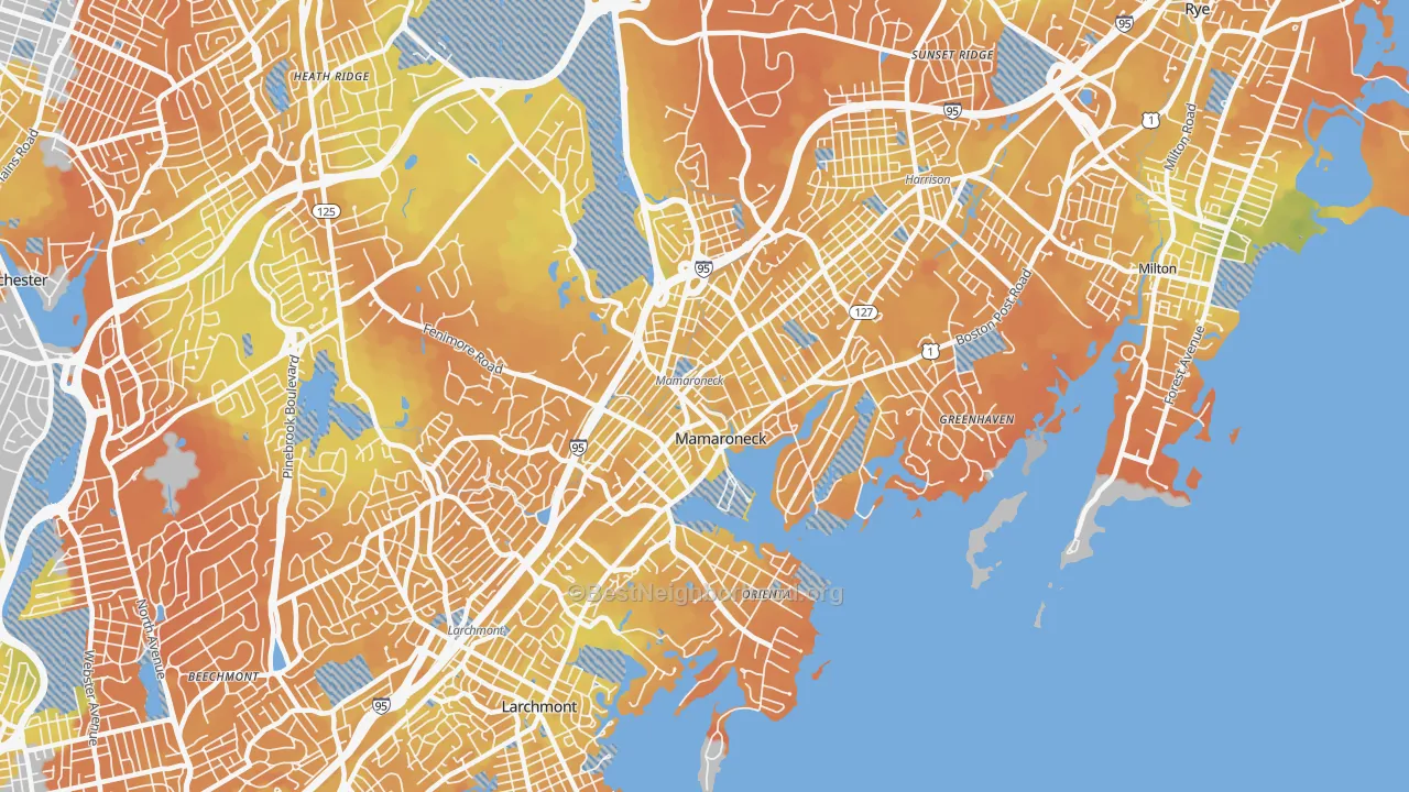 Bike Grade map of Mamaroneck, NY
