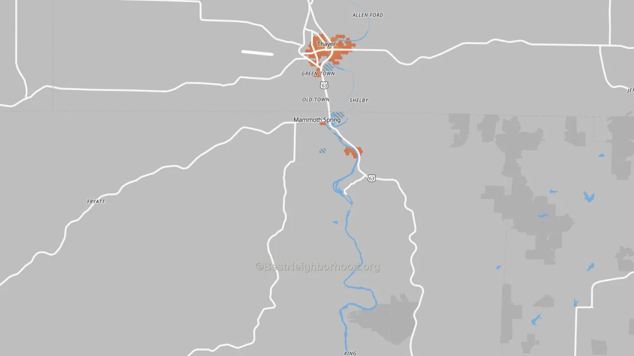 Bike Grade map of Mammoth Spring, AR