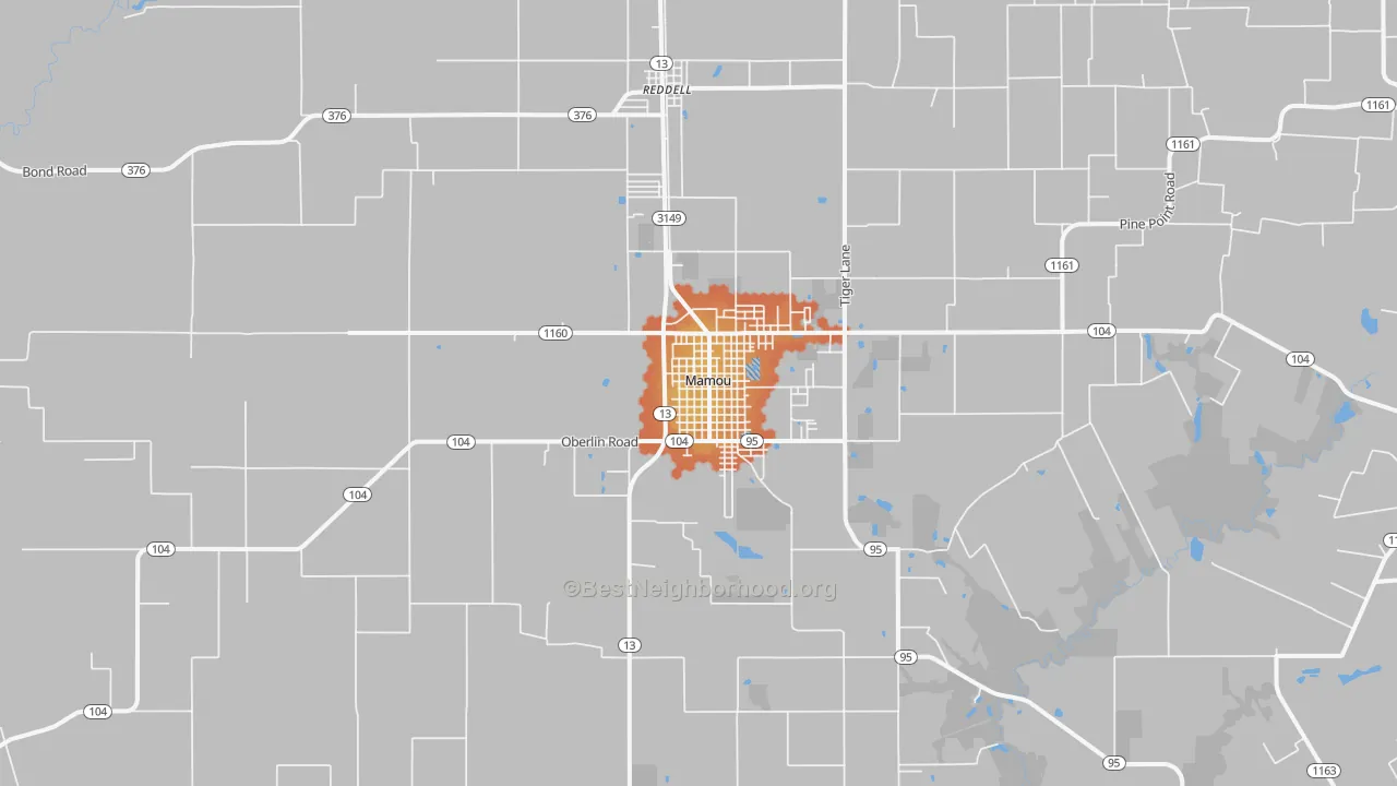 Bike Grade map of Mamou, LA