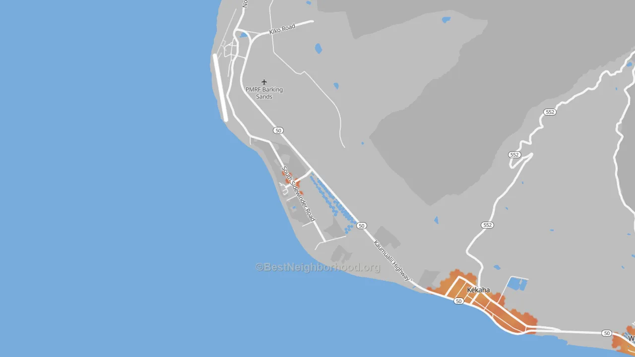 Bike Grade map of Mana, HI