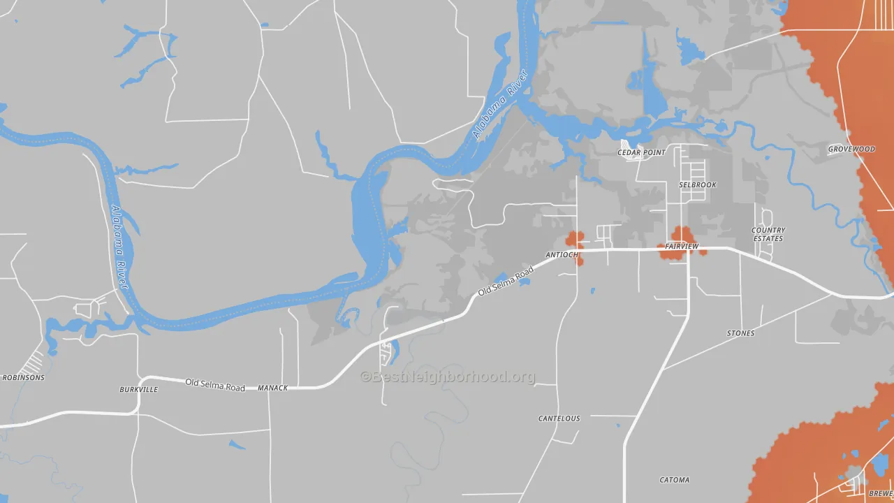 Bike Grade map of Manack, AL