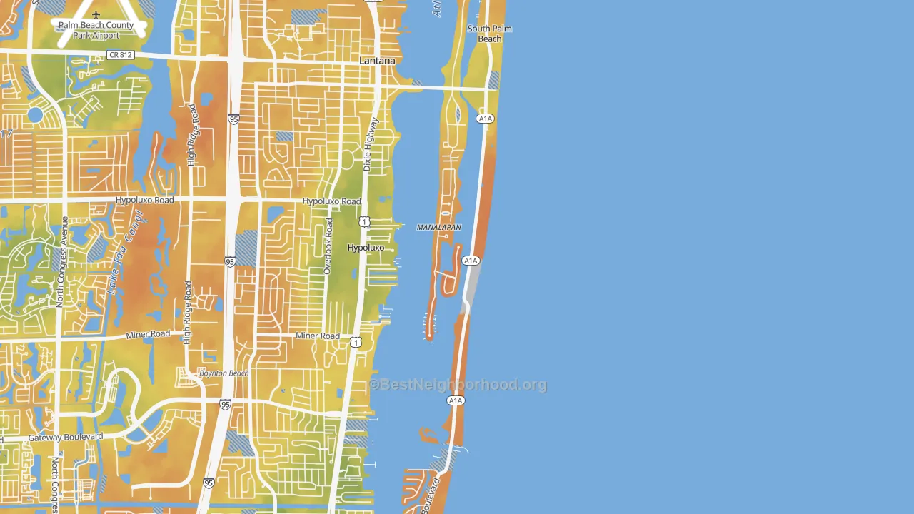 Bike Grade map of Manalapan, FL