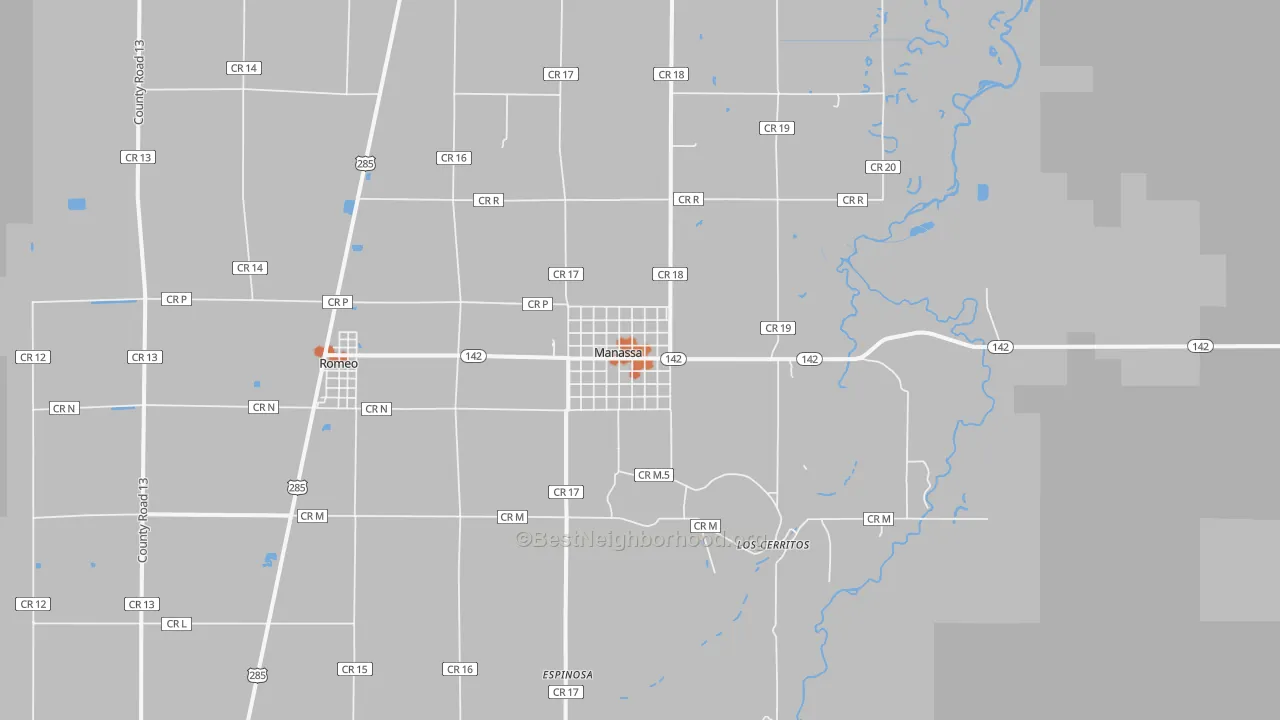 Bike Grade map of Manassa, CO