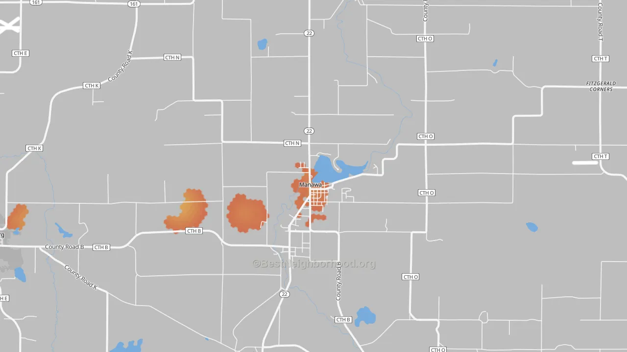 Bike Grade map of Manawa, WI