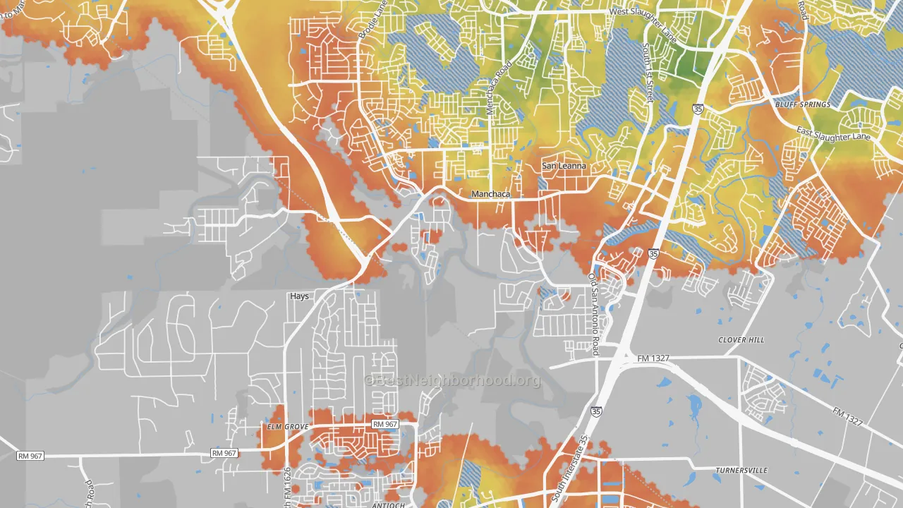 Bike Grade map of Manchaca, TX