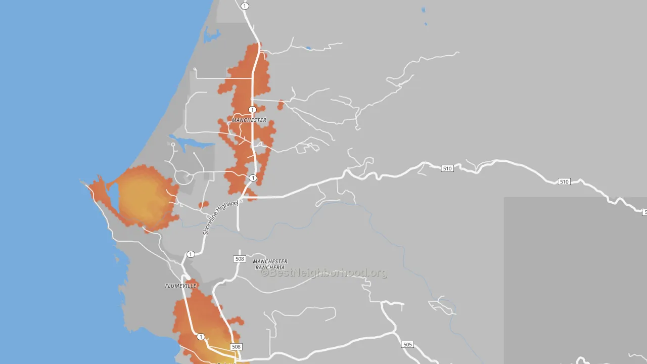 Bike Grade map of Manchester, CA