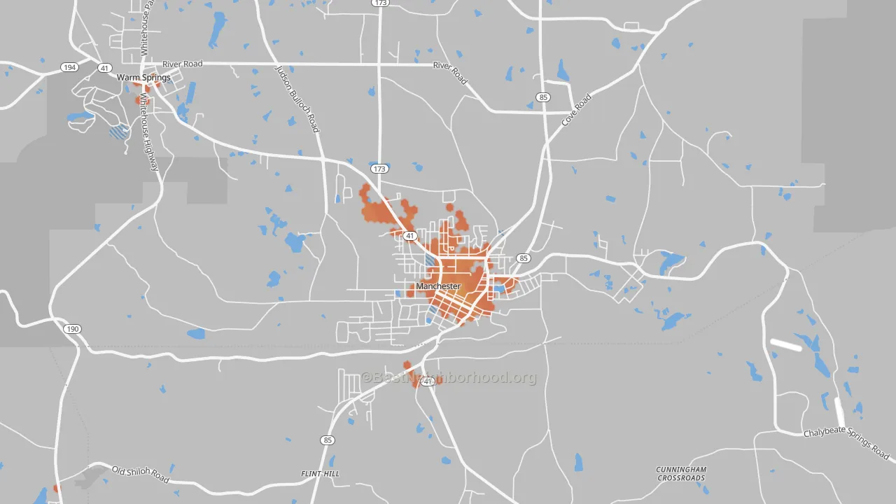 Bike Grade map of Manchester, GA