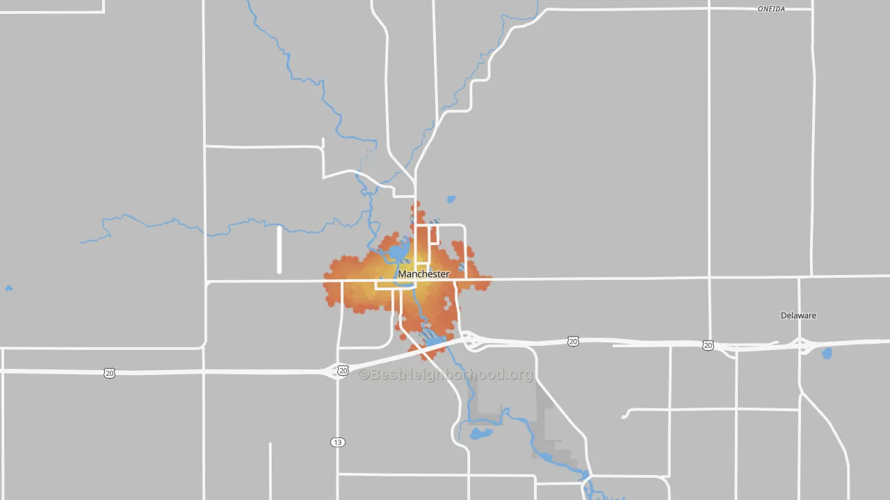 Bike Grade map of Manchester, IA