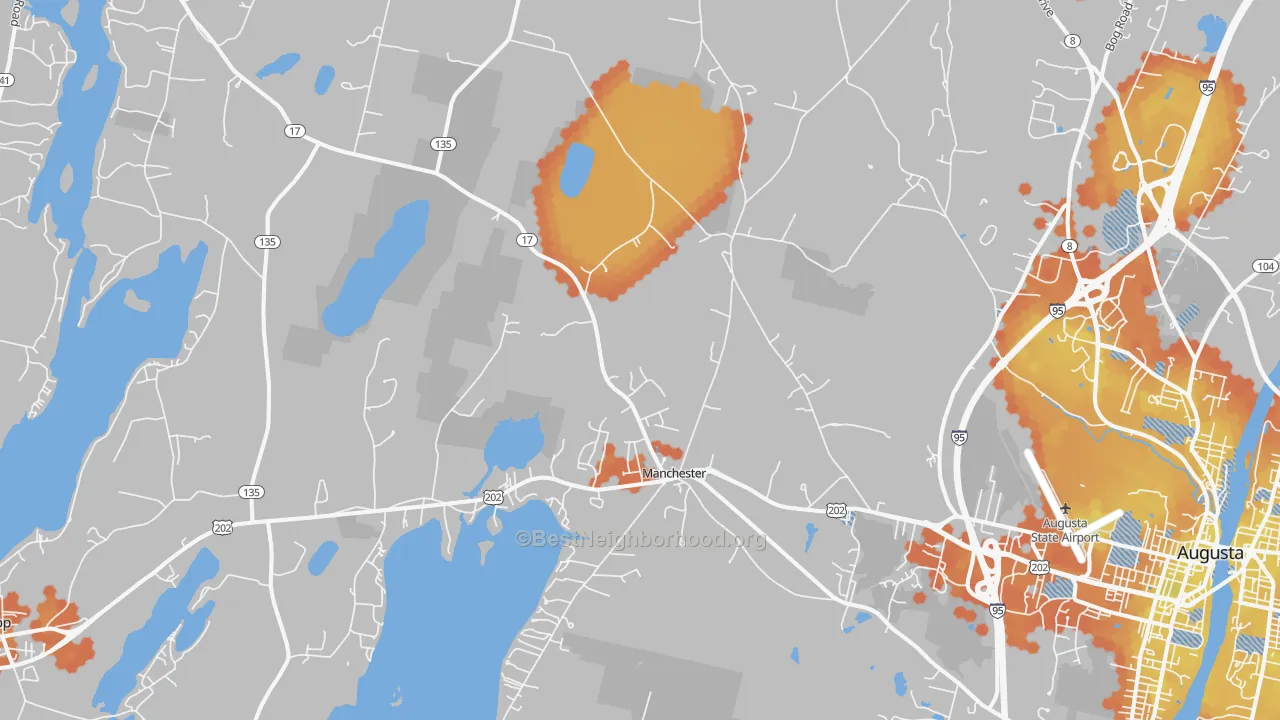 Bike Grade map of Manchester, ME