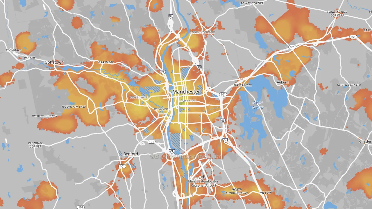 Bike Grade map of Manchester, NH