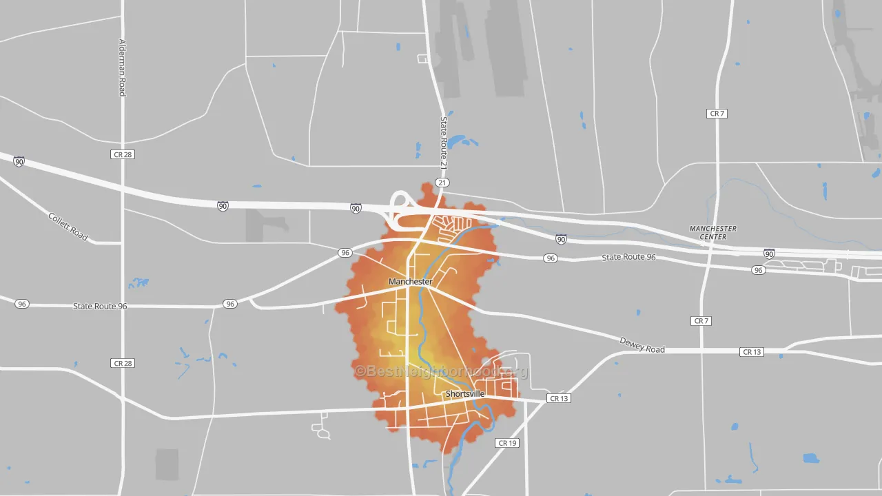Bike Grade map of Manchester, NY