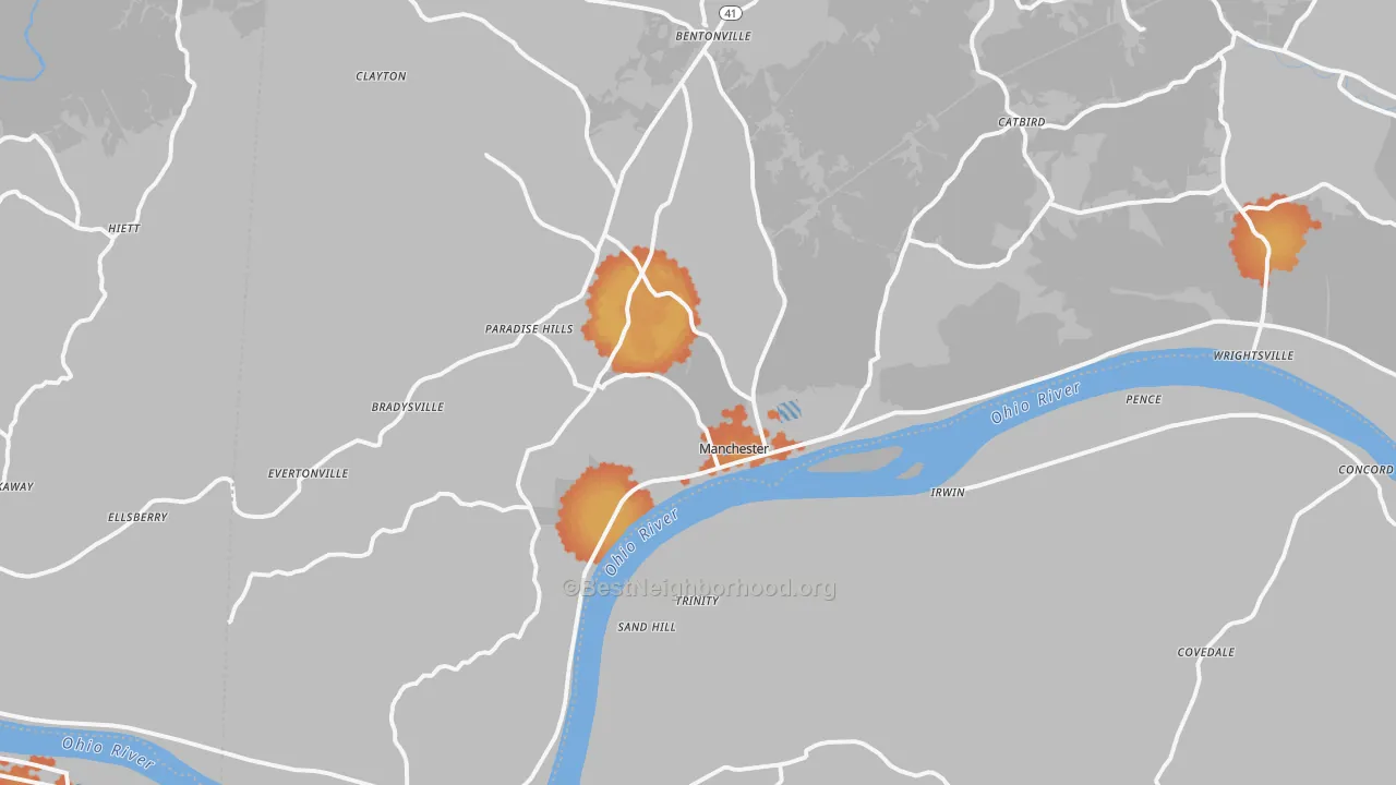 Bike Grade map of Manchester, OH