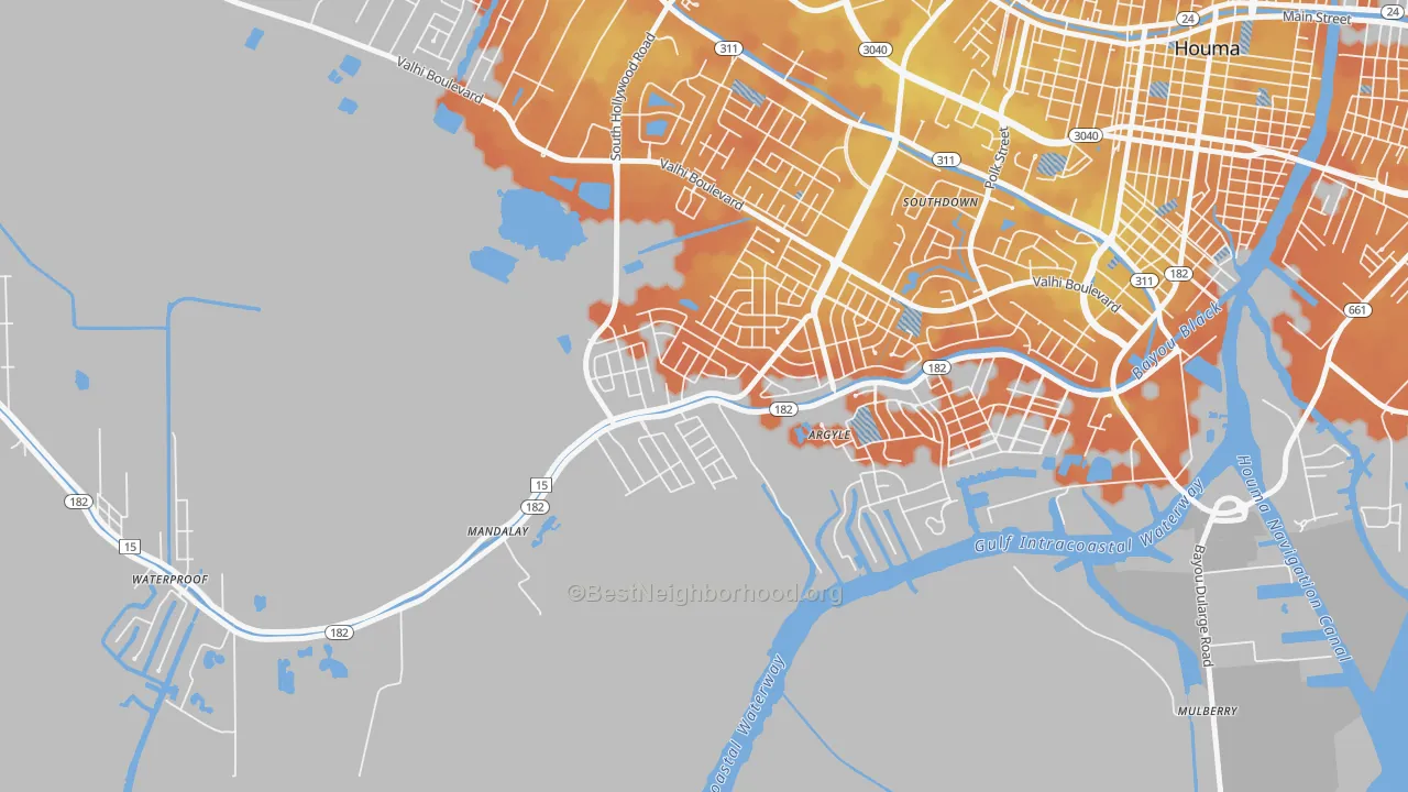 Bike Grade map of Mandalay, LA