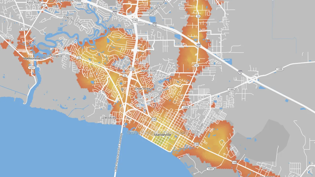 Bike Grade map of Mandeville, LA