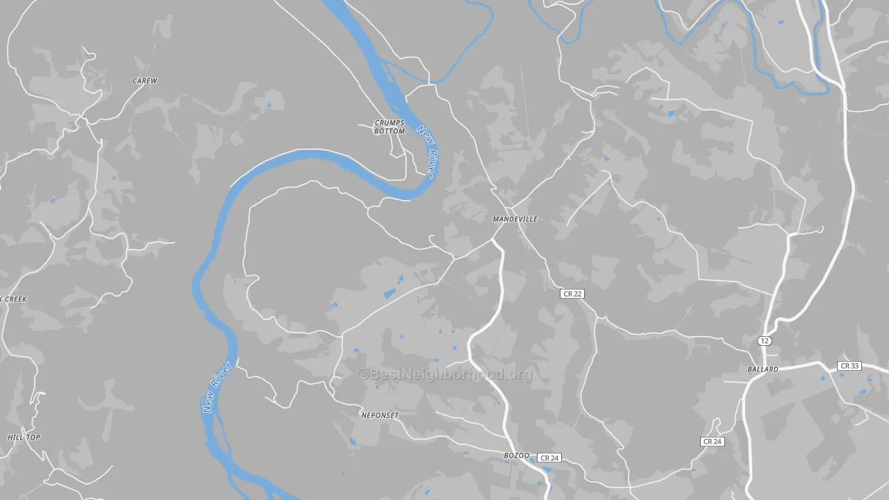 Bike Grade map of Mandeville, WV