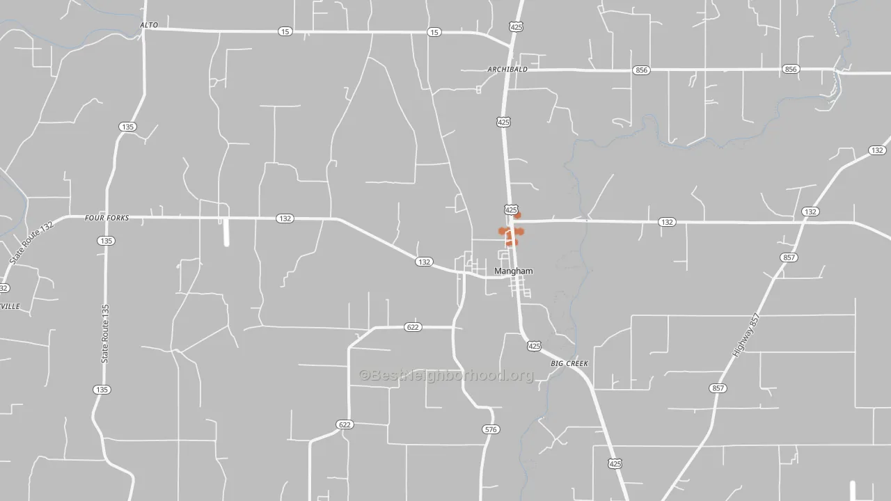 Bike Grade map of Mangham, LA