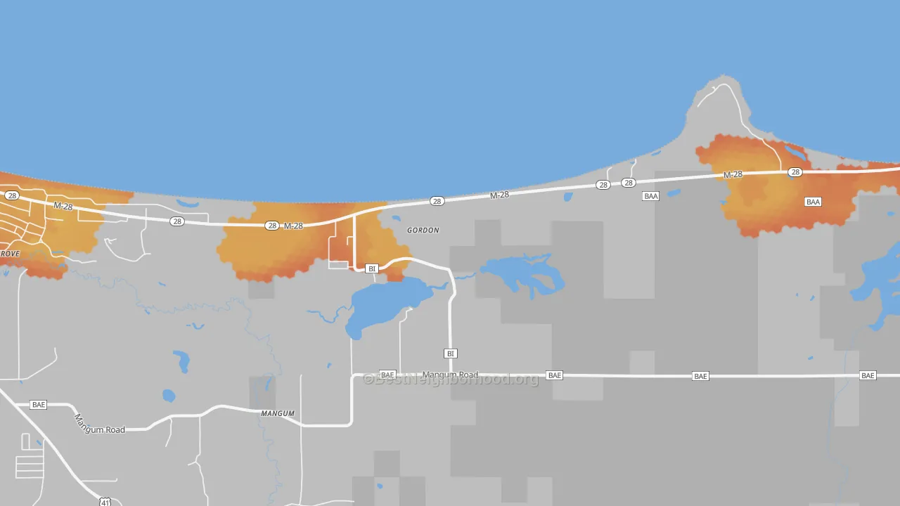 Bike Grade map of Mangum, MI