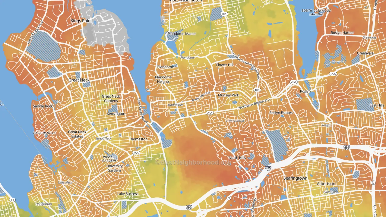 Bike Grade map of Manhasset, NY