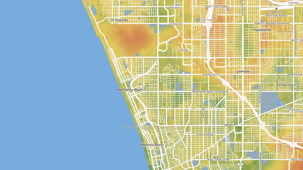 Bike Grade map of Manhattan Beach, CA