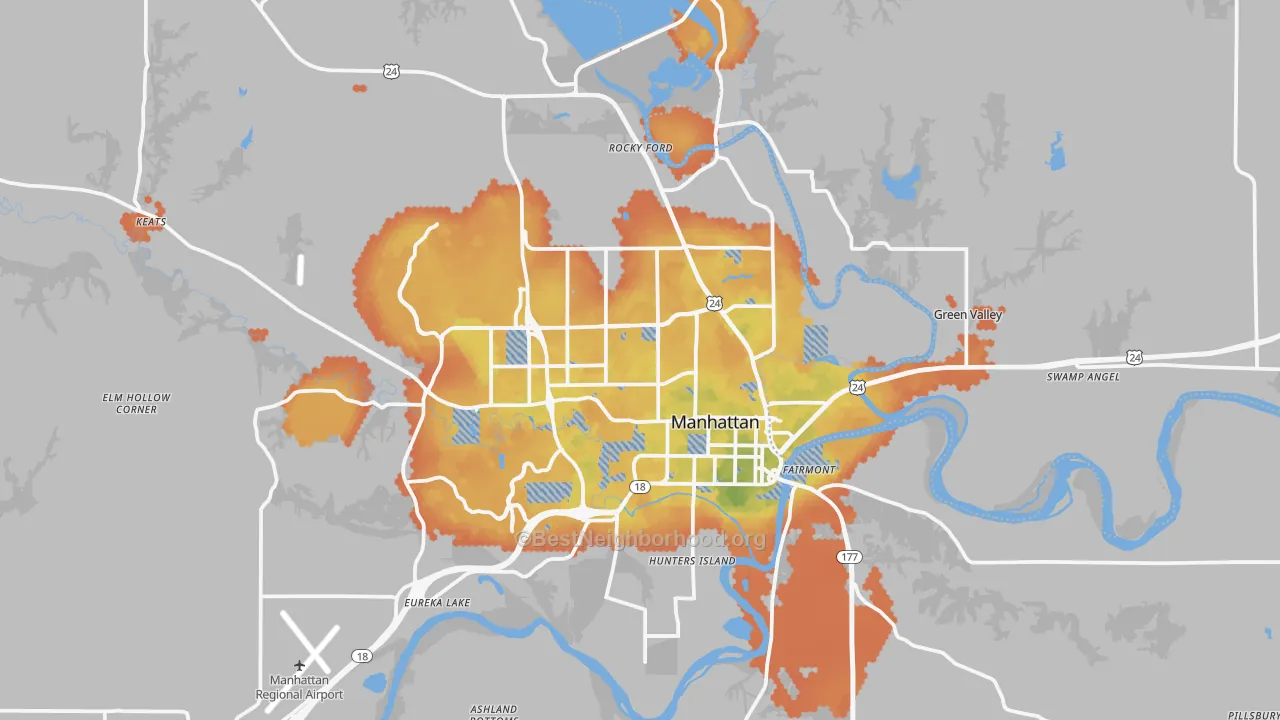 Bike Grade map of Manhattan, KS