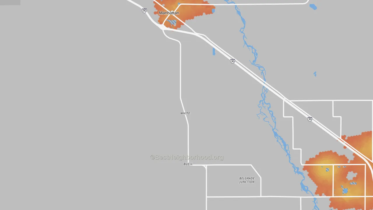 Bike Grade map of Manhattan, MT