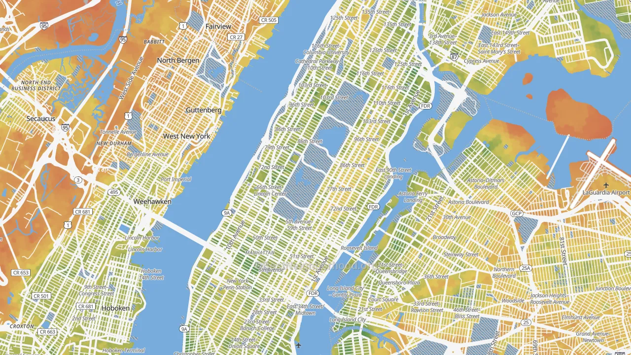 Bike Grade map of Manhattan, NY