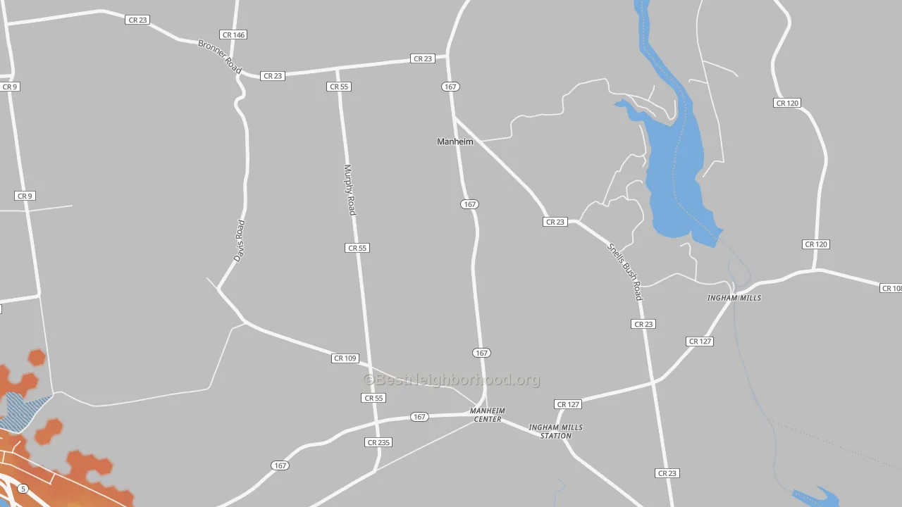 Bike Grade map of Manheim Center, NY