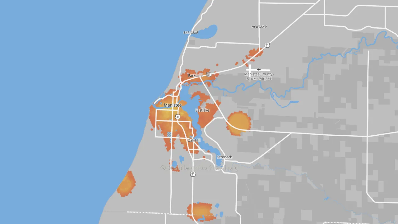 Bike Grade map of Manistee, MI