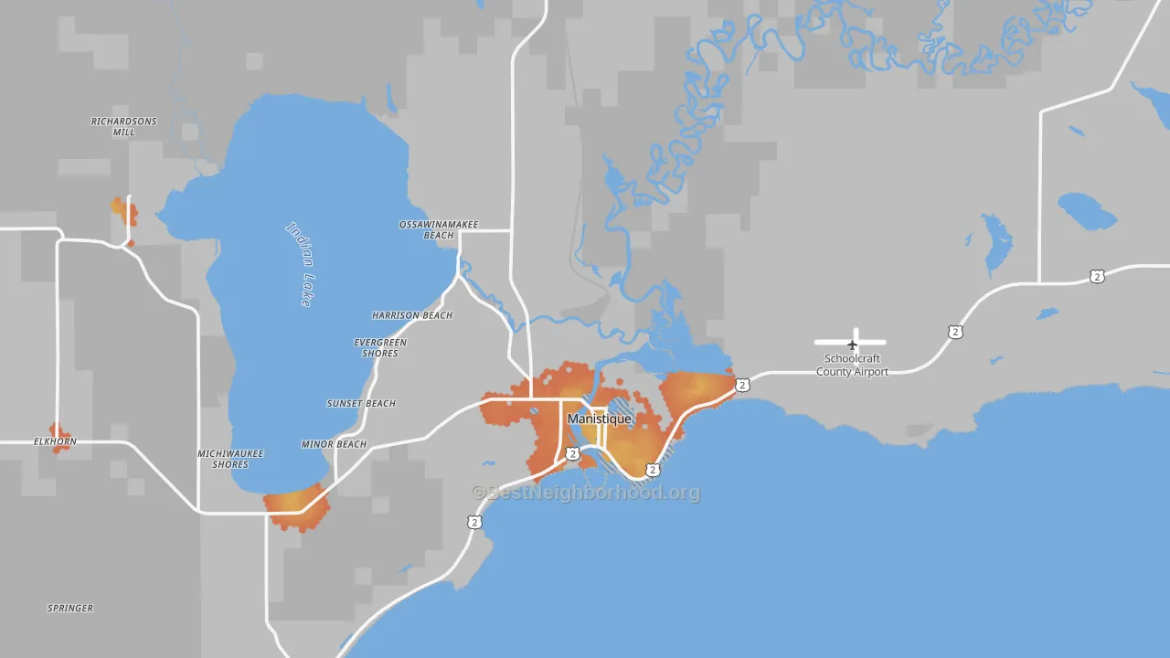 Bike Grade map of Manistique, MI