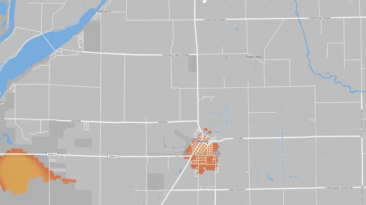 Bike Grade map of Manito, IL