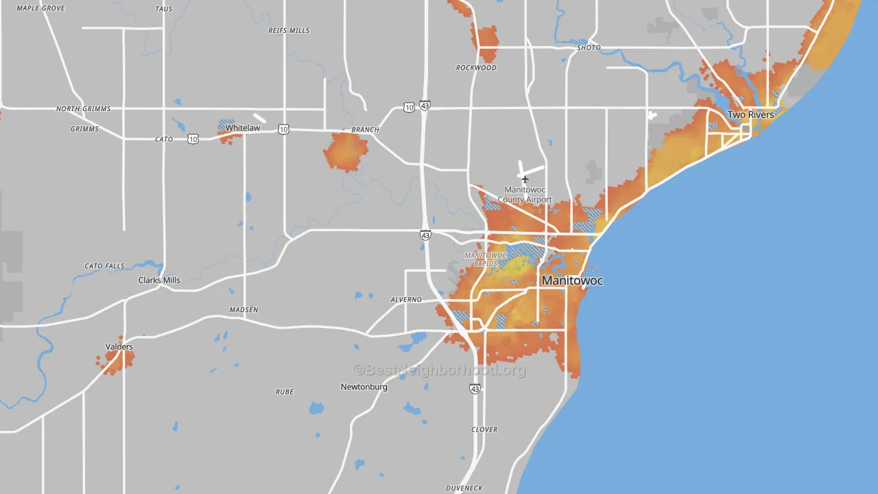 Bike Grade map of Manitowoc County, WI