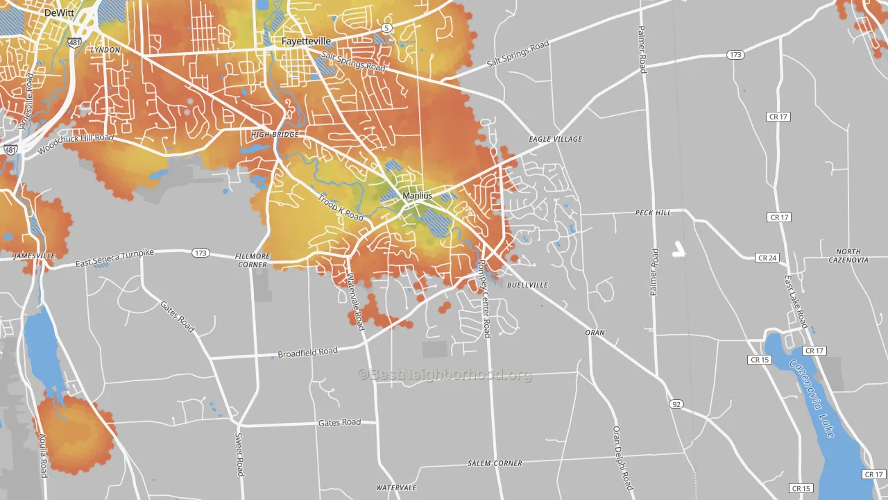 Bike Grade map of Manlius, NY