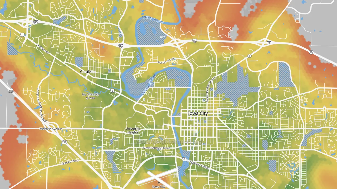 Bike Grade map of Mann, Iowa City, IA