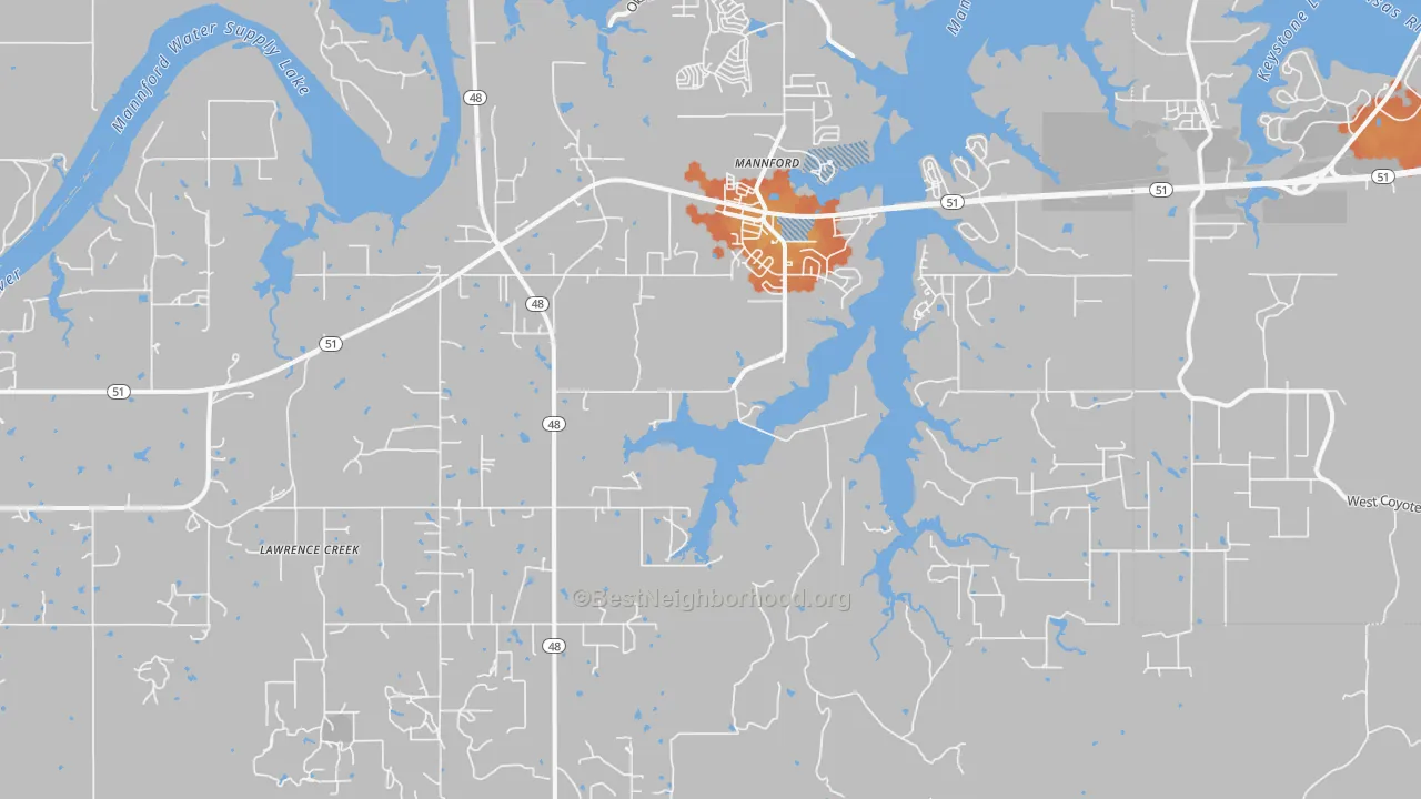 Bike Grade map of Mannford, OK