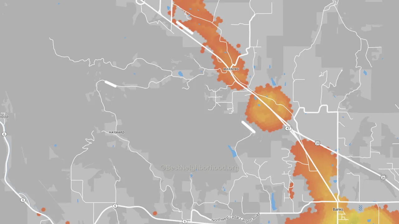 Bike Grade map of Manning, OR