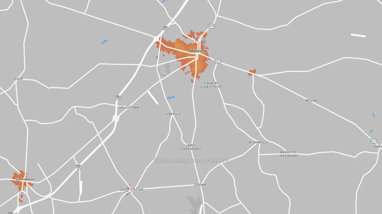 Bike Grade map of Manning, SC