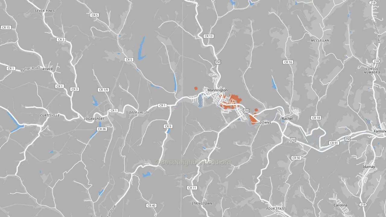 Bike Grade map of Mannington, WV