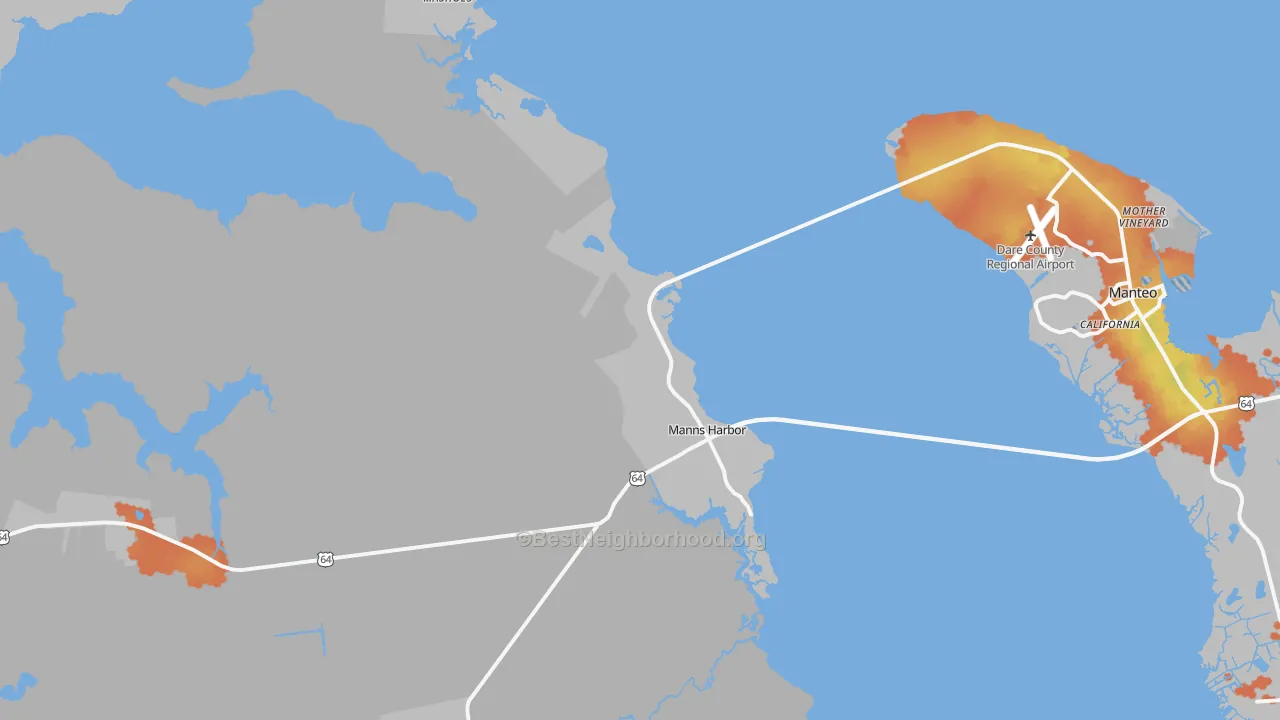 Bike Grade map of Manns Harbor, NC
