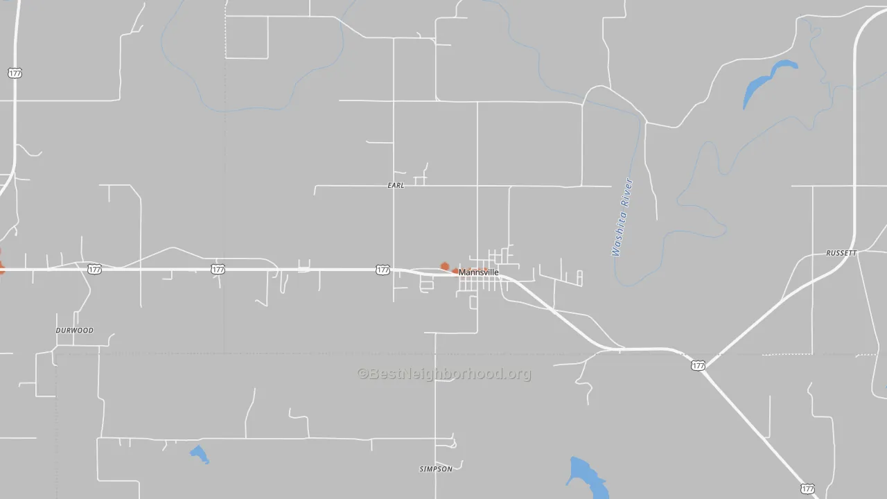 Bike Grade map of Mannsville, OK