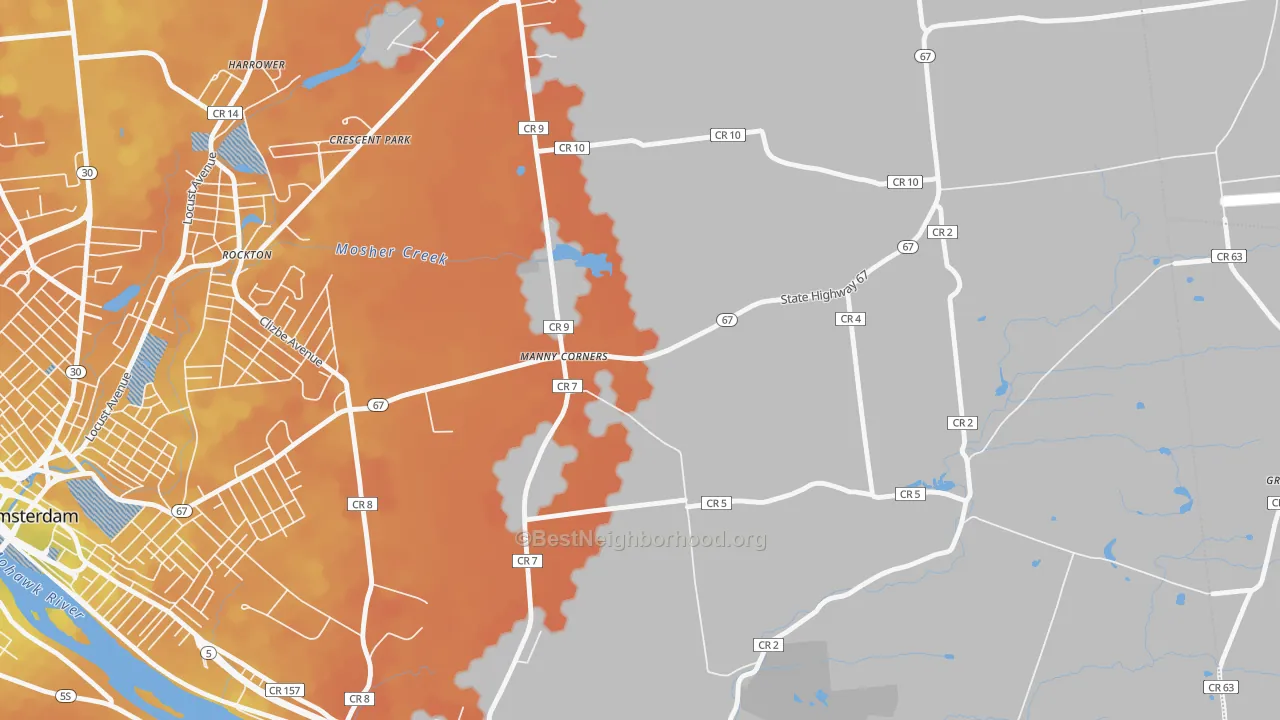 Bike Grade map of Manny Corners, NY